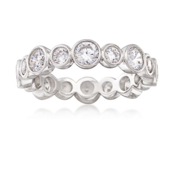 Bezel Set Cz  Sterling Silver Eternity Ring New